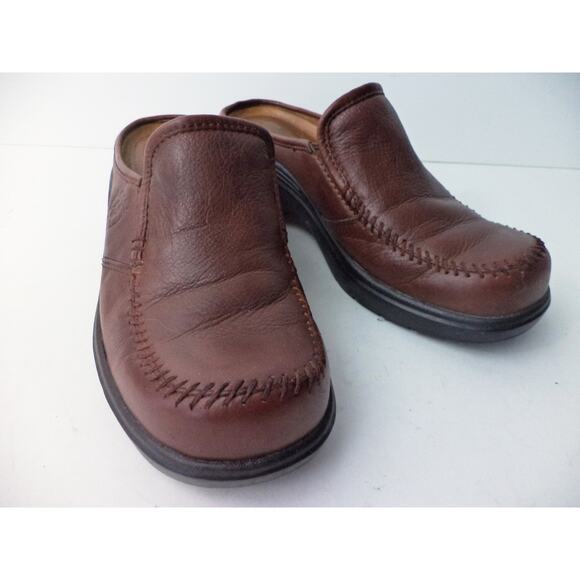 ARIAT EUR 36.5 US 6.5M CORDOVAN BROWN LEATHER CLOG PLATFORM MEDIUM HEEL SHOE - Picture 1 of 7